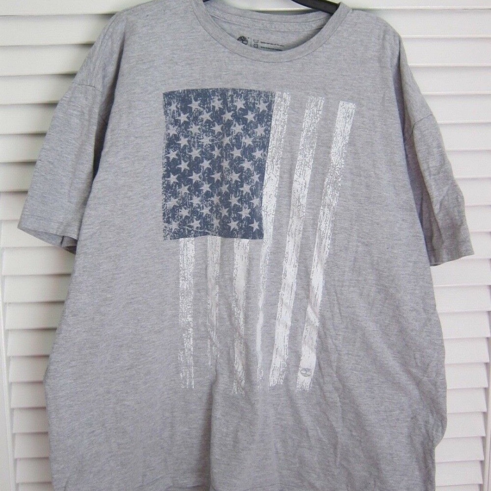 Timberland Boots Company T Shirt Paint Stroke American Flag in Gray sz XXL